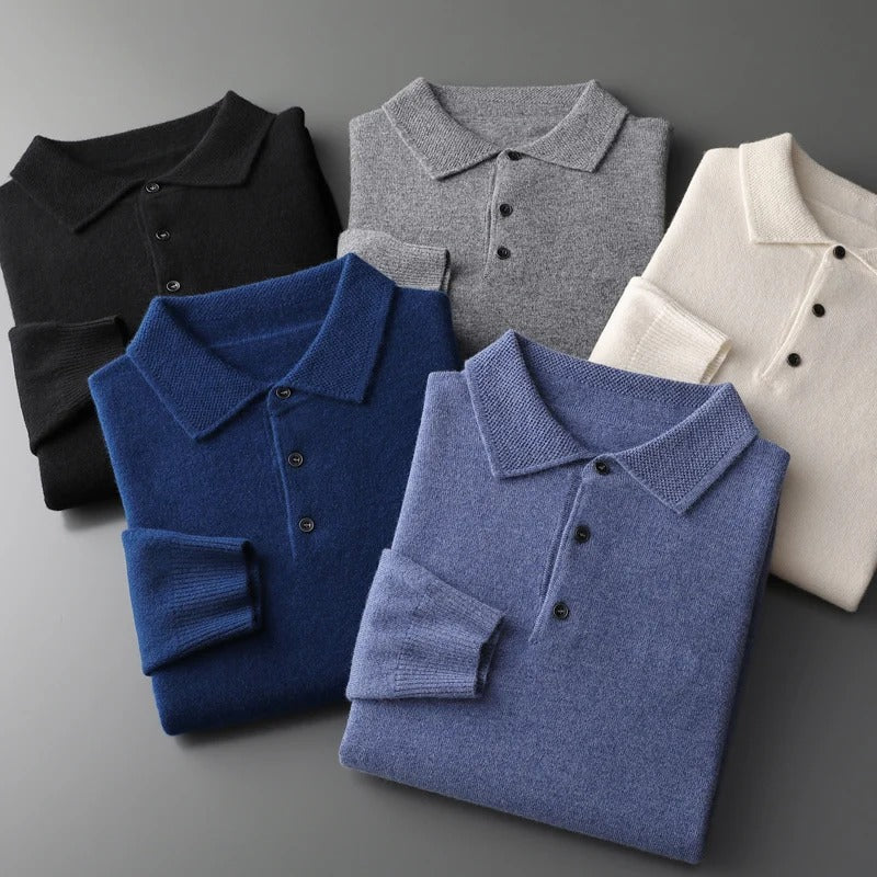 Men's Cashmere Polo Business Sweater