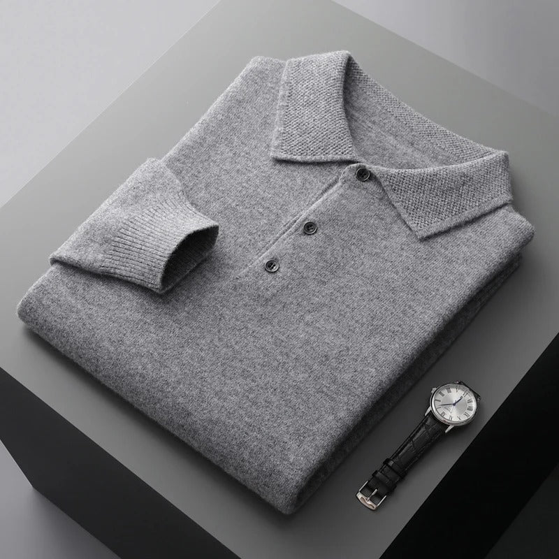 Men's Cashmere Polo Business Sweater