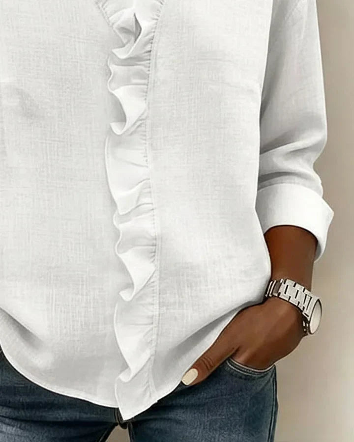 Mariah | Women's Ruffle V-Neck Long Sleeve Top