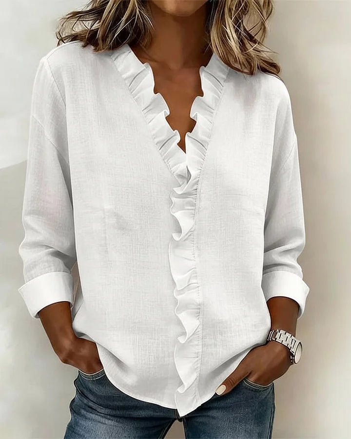 Mariah | Women's Ruffle V-Neck Long Sleeve Top