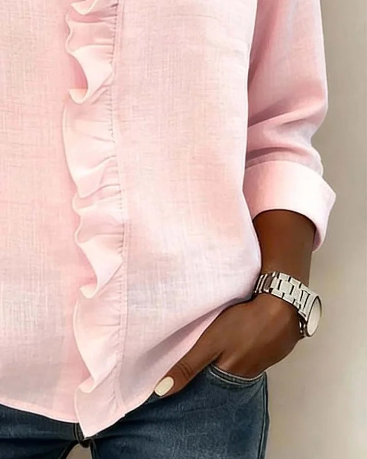 Mariah | Women's Ruffle V-Neck Long Sleeve Top