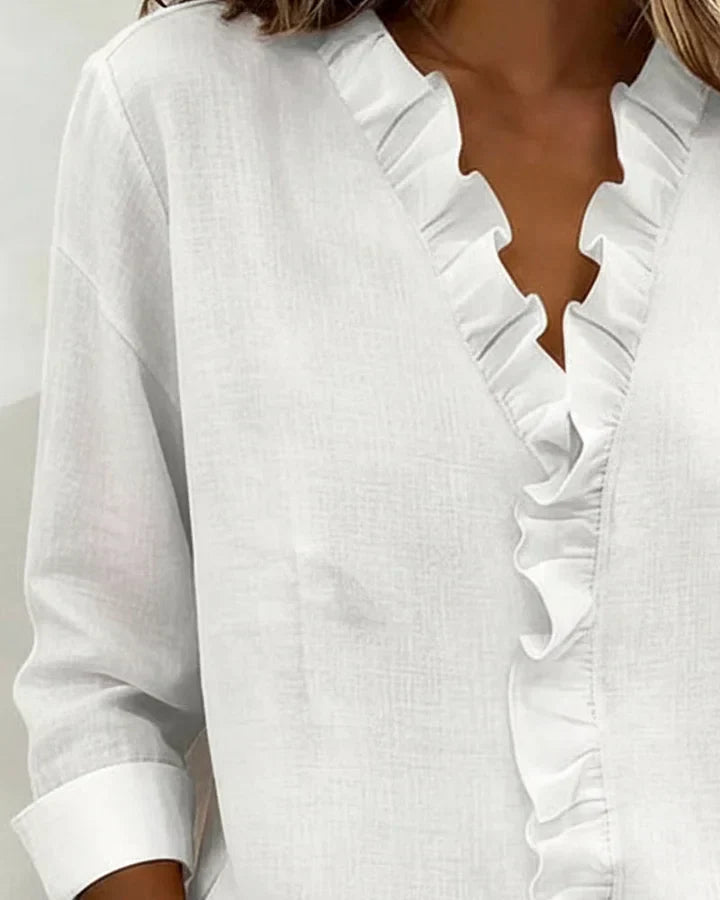 Mariah | Women's Ruffle V-Neck Long Sleeve Top