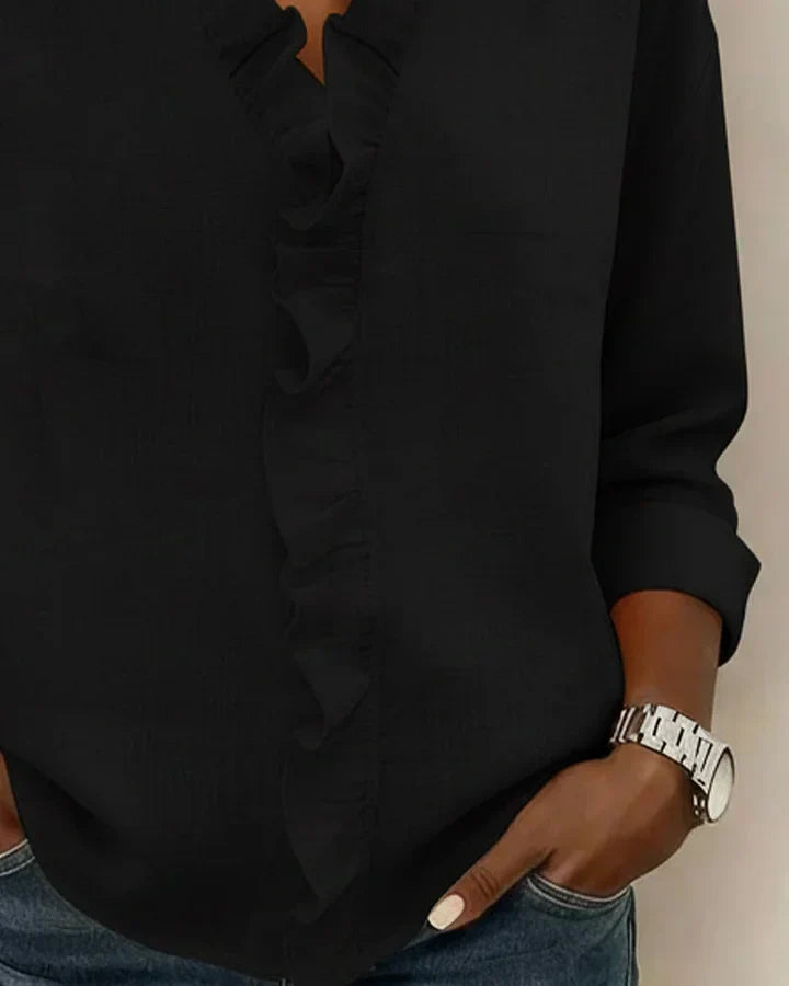 Mariah | Women's Ruffle V-Neck Long Sleeve Top