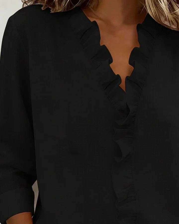 Mariah | Women's Ruffle V-Neck Long Sleeve Top