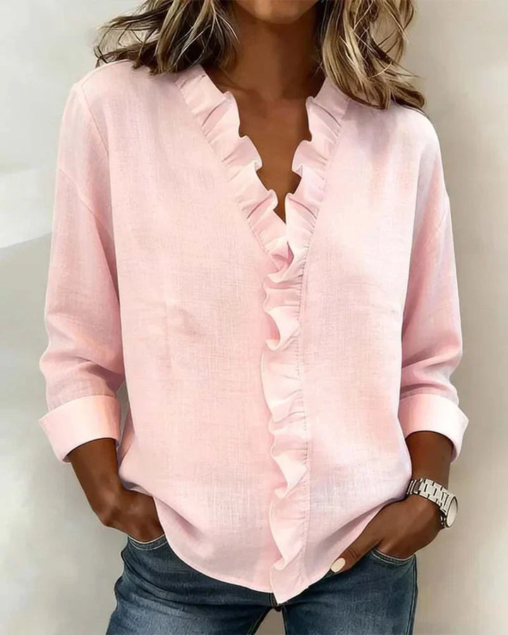 Mariah | Women's Ruffle V-Neck Long Sleeve Top