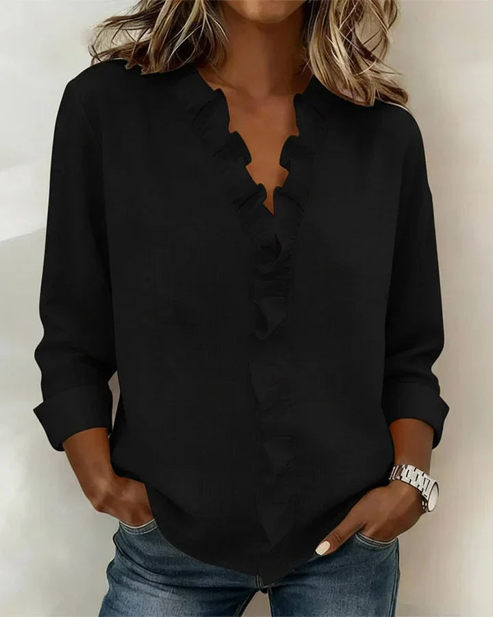 Mariah | Women's Ruffle V-Neck Long Sleeve Top