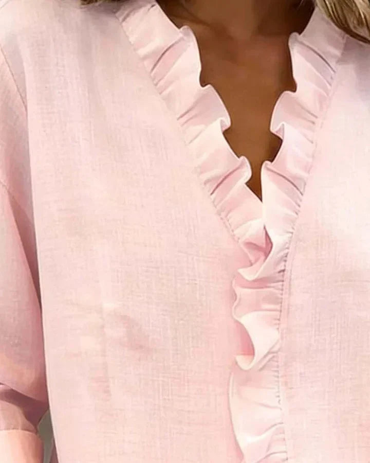 Mariah | Women's Ruffle V-Neck Long Sleeve Top