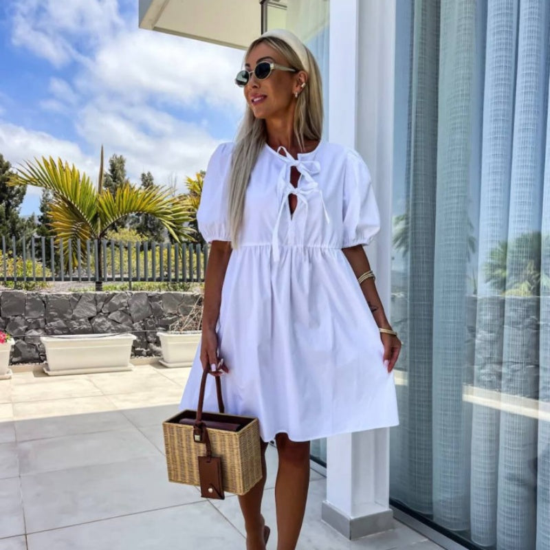 Melanie | Women's Puff Sleeve A-Line Dress