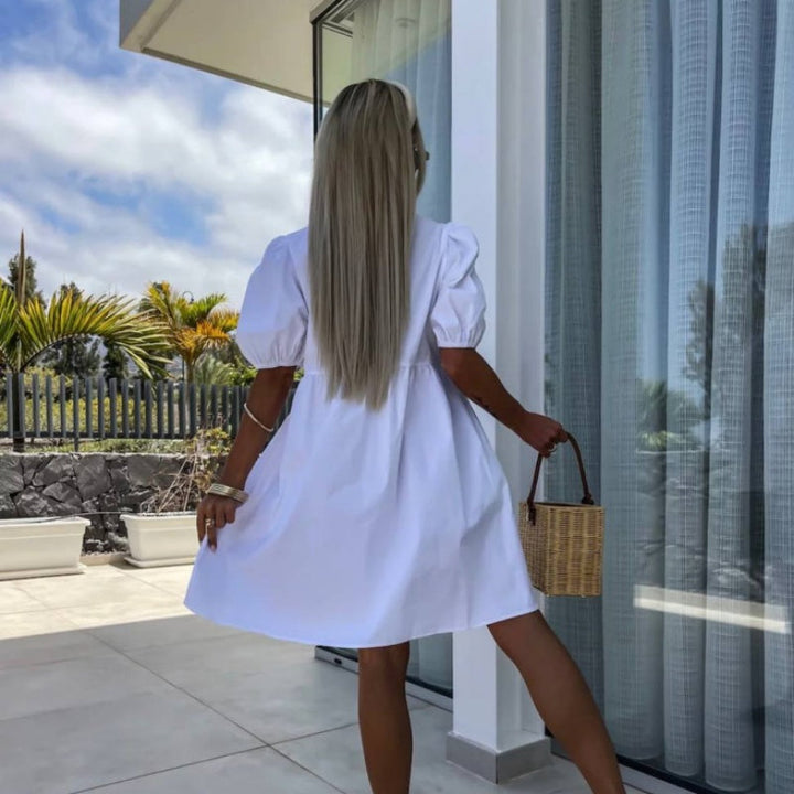 Melanie | Women's Puff Sleeve A-Line Dress