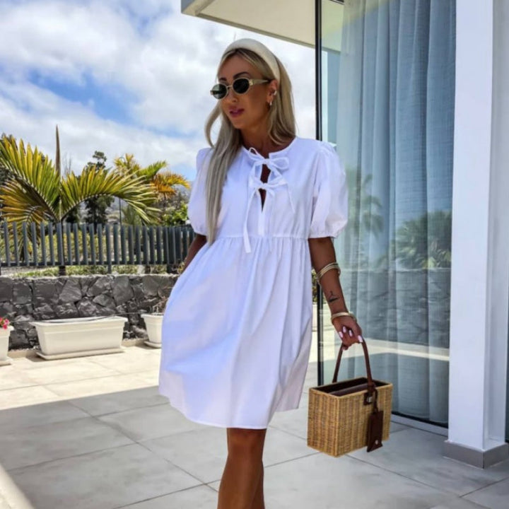 Melanie | Women's Puff Sleeve A-Line Dress