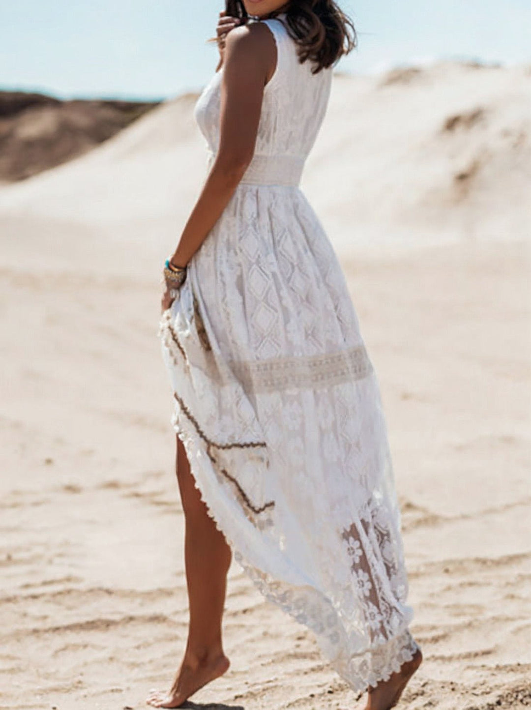 Melissa | Women's Lace A-Line Maxi Dress, Sleeveless Design