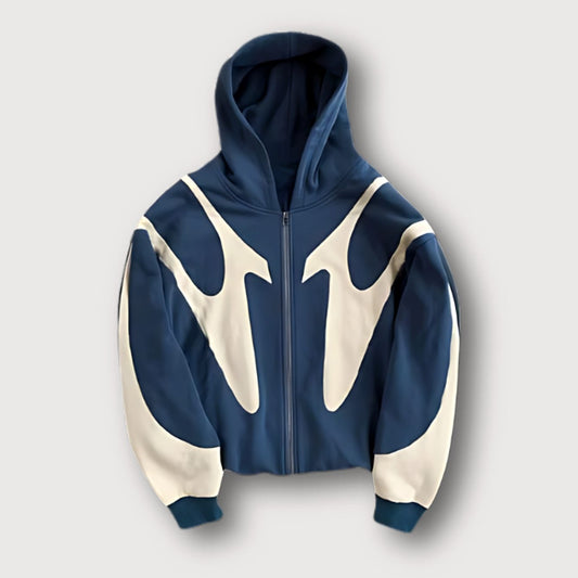 Katoenen hoodie voor heren met kleurvlakken en ritssluiting voor dagelijks gebruik in de winter