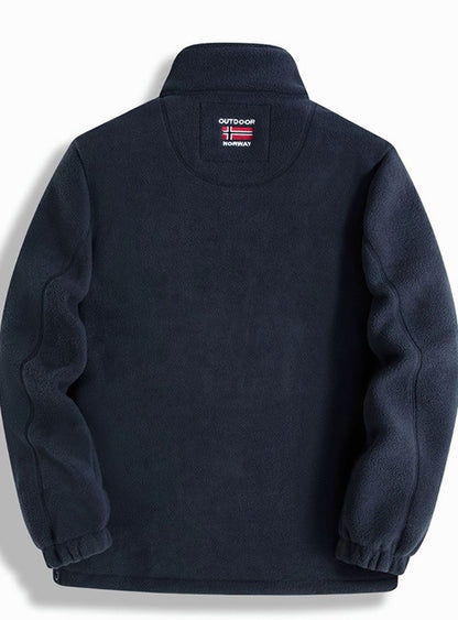 Men's Full-Zip Fleece Jacket with Stand Collar and Pockets
