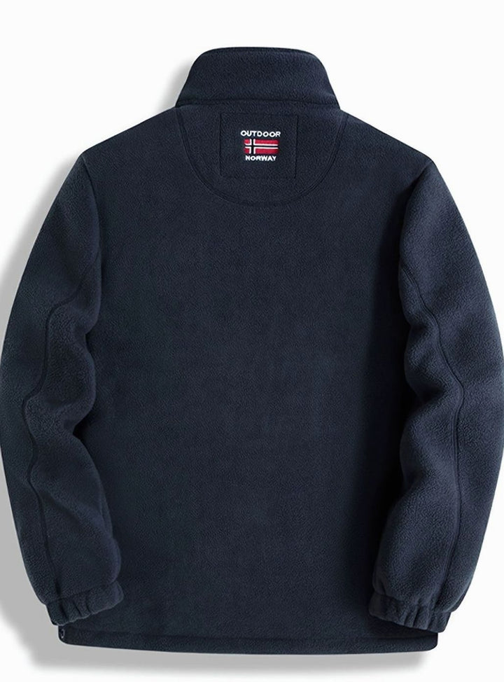 Men's Full-Zip Fleece Jacket with Stand Collar and Pockets
