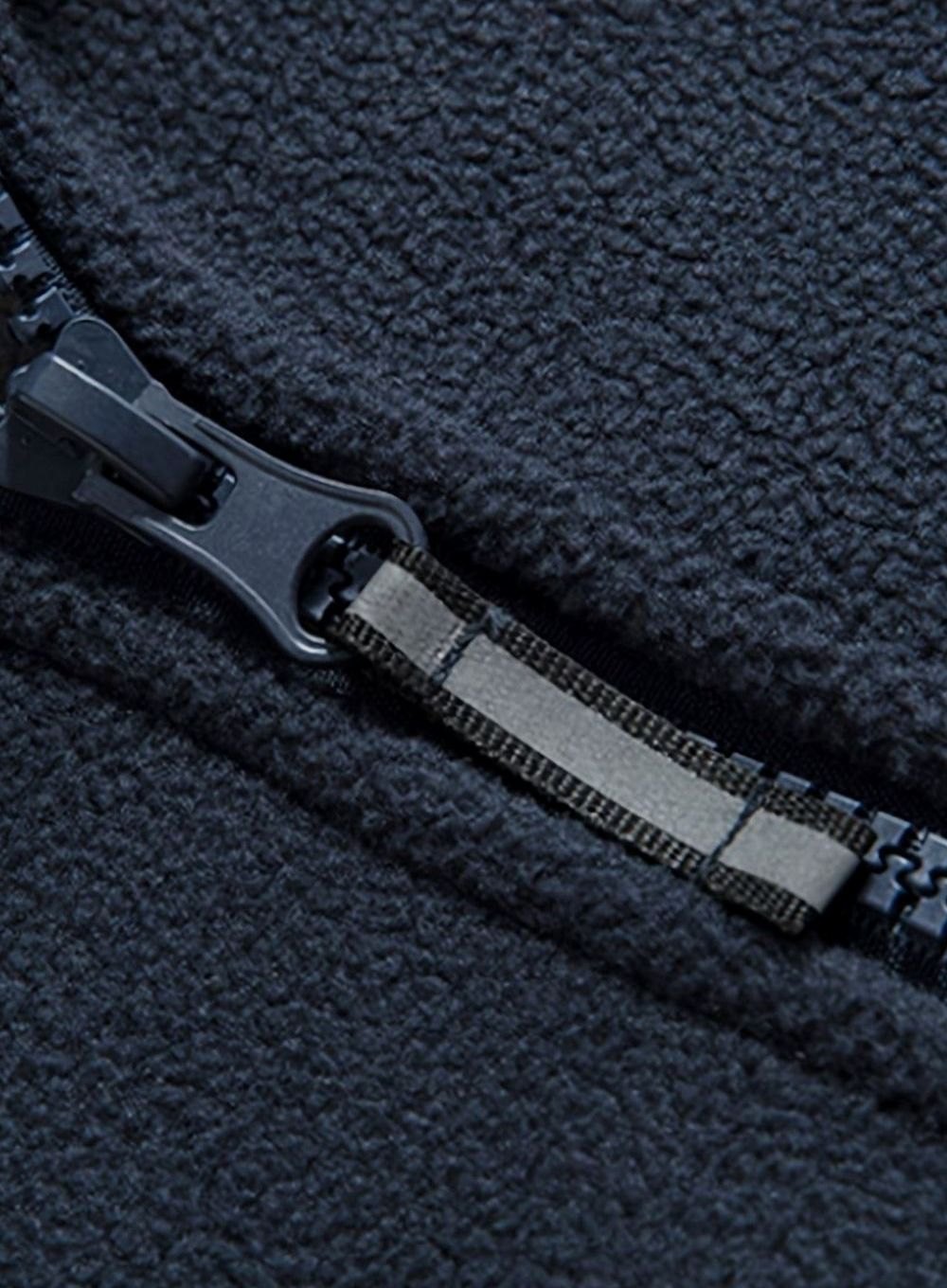 Men's Full-Zip Fleece Jacket with Stand Collar and Pockets