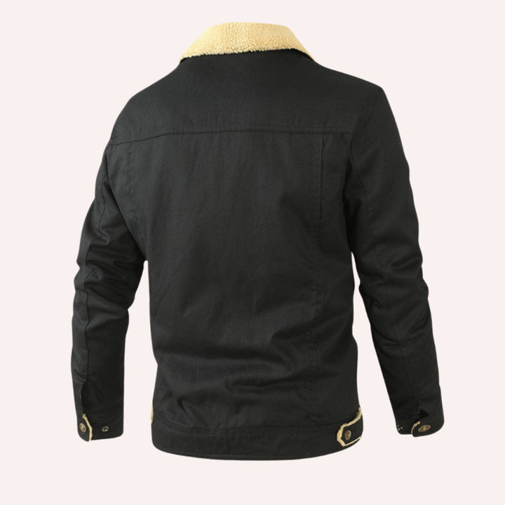 Men's Relaxed Fit Sherpa Fleece Jacket with Snap Button Closure