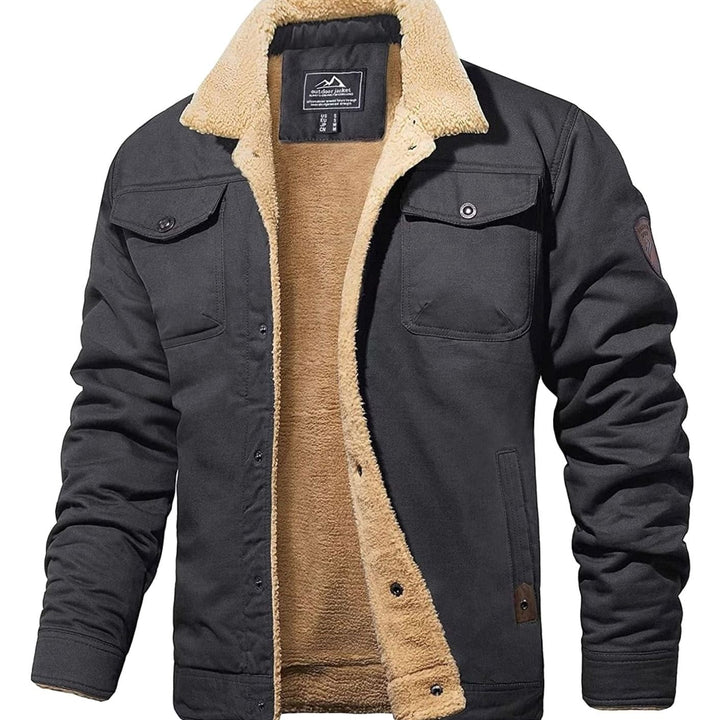 Men's Relaxed Fit Sherpa Fleece Jacket with Snap Button Closure