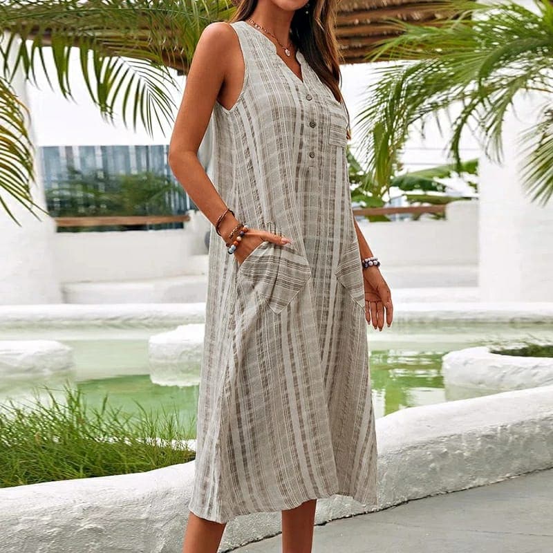 Mia | Women's Sleeveless A-Line Midi Dress for Effortless Style