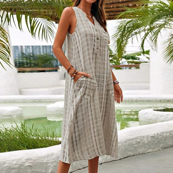 Mia | Women's Sleeveless A-Line Midi Dress for Effortless Style