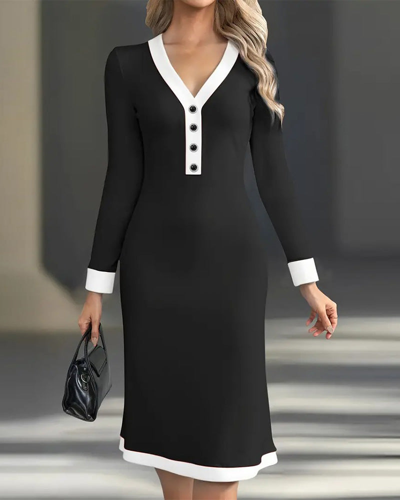 Miley | Women's V-Neck Midi Dress for Stylish Comfort