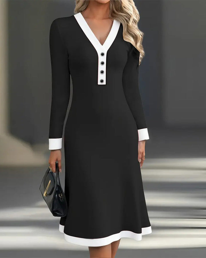 Miley | Women's V-Neck Midi Dress for Stylish Comfort