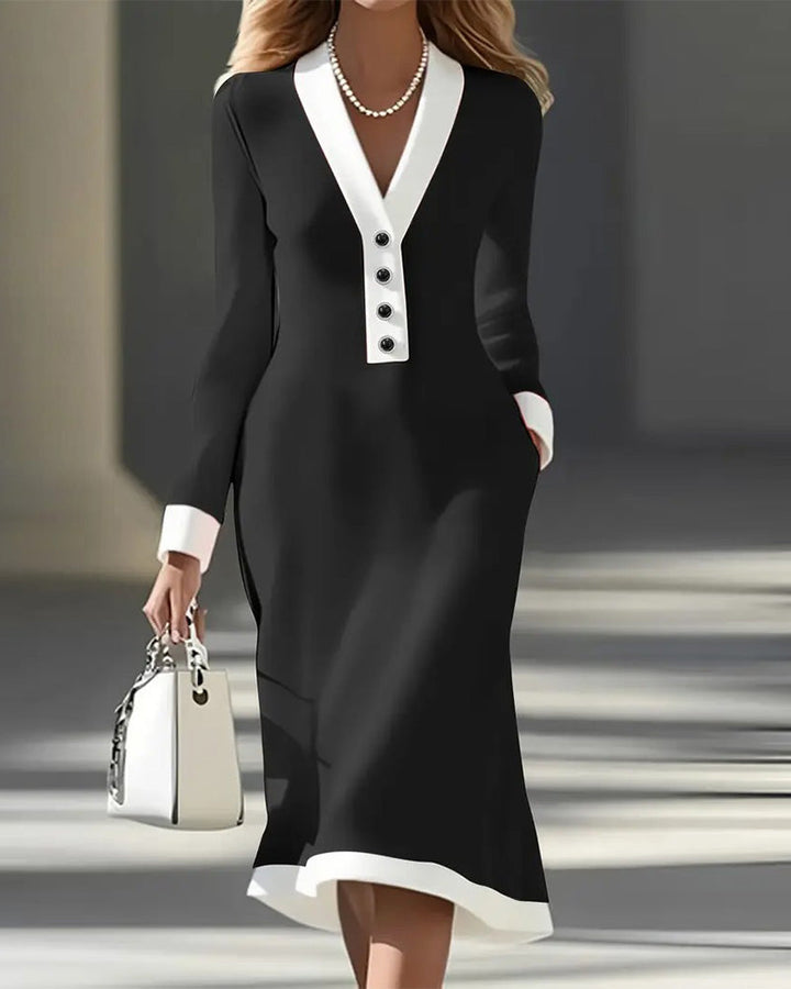Miley | Women's V-Neck Midi Dress for Stylish Comfort