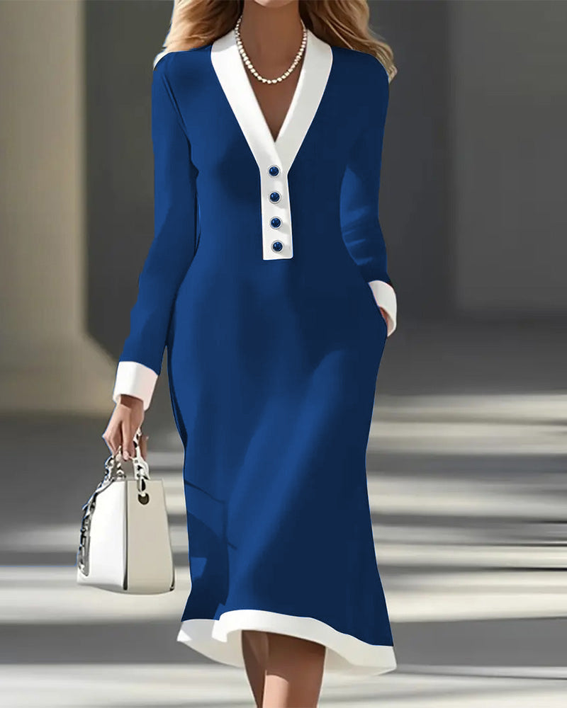 Miley | Women's V-Neck Midi Dress for Stylish Comfort
