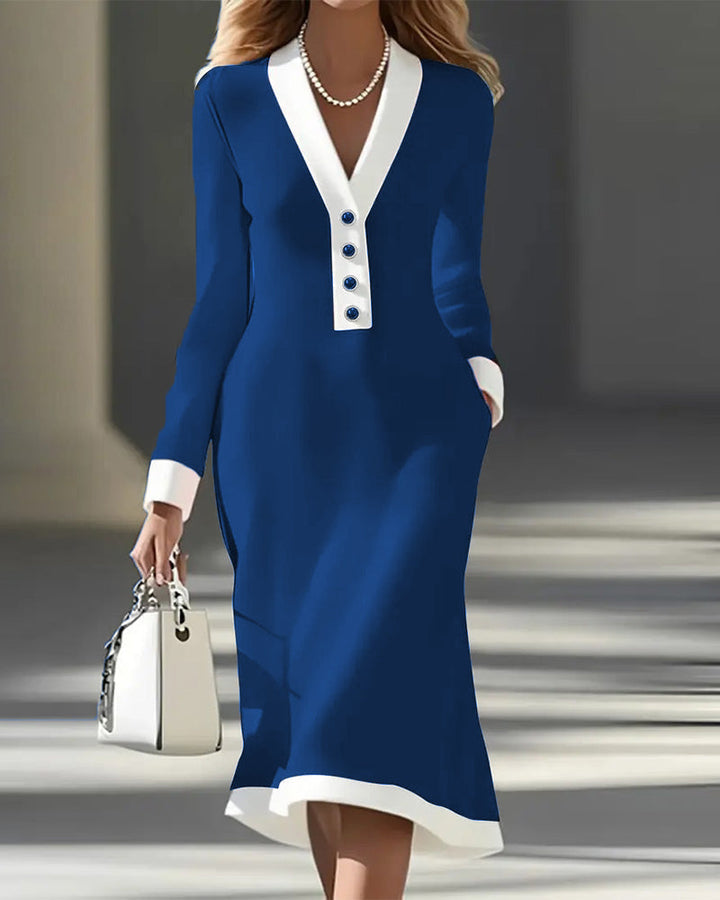 Miley | Women's V-Neck Midi Dress for Stylish Comfort