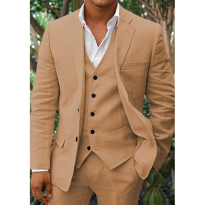 John | Men's Three-Piece Linen Blazer, Vest, and Pants Set