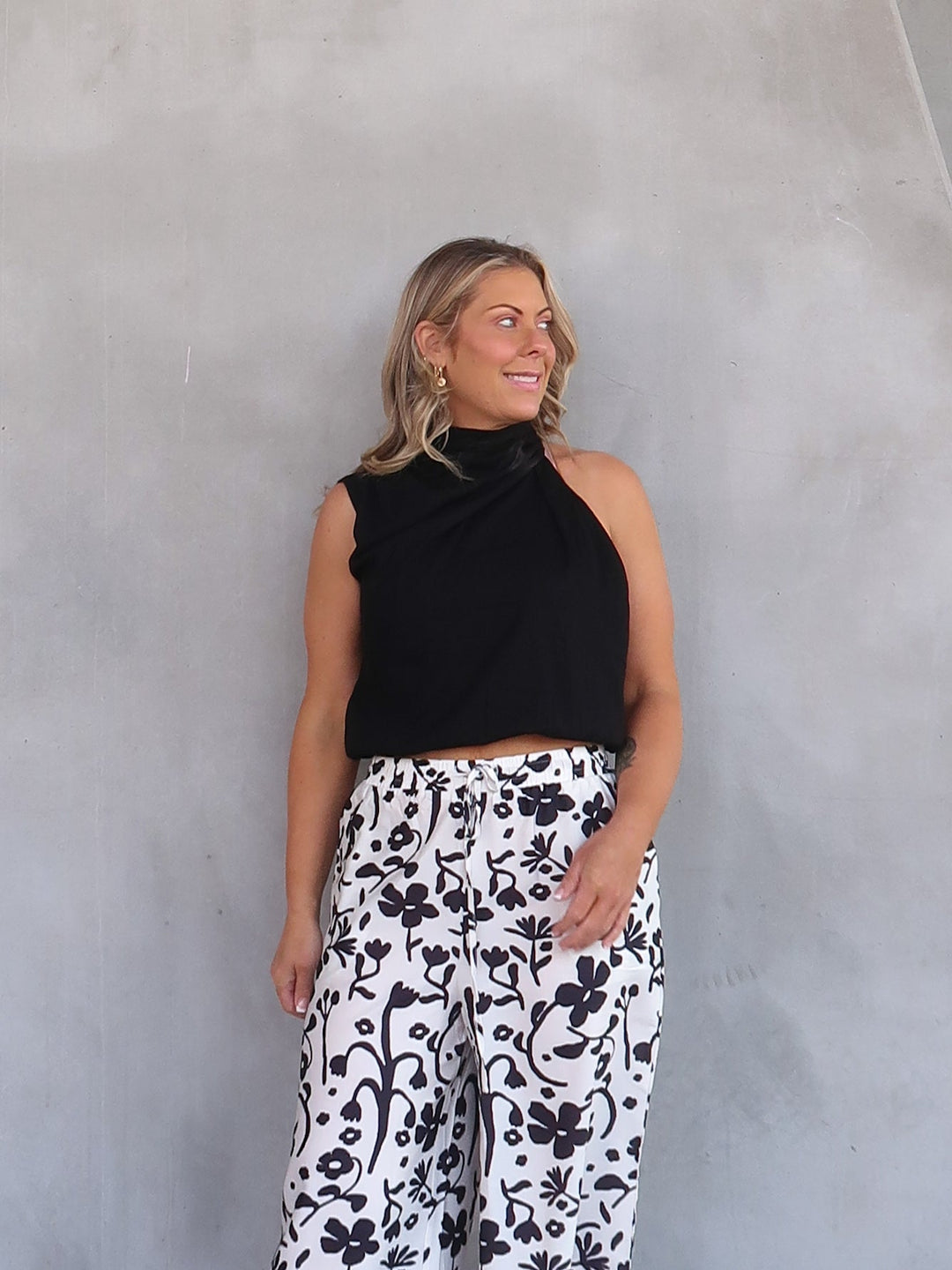 Natalie | Women's Floral Print High-Waisted Wide Leg Pants