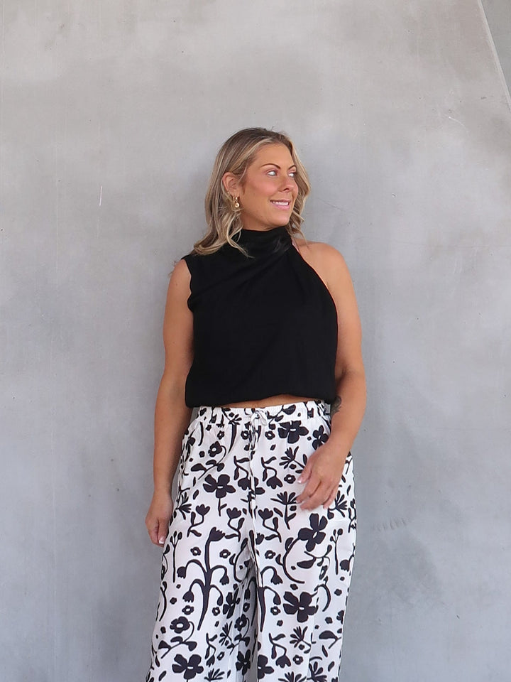 Natalie | Women's Floral Print High-Waisted Wide Leg Pants