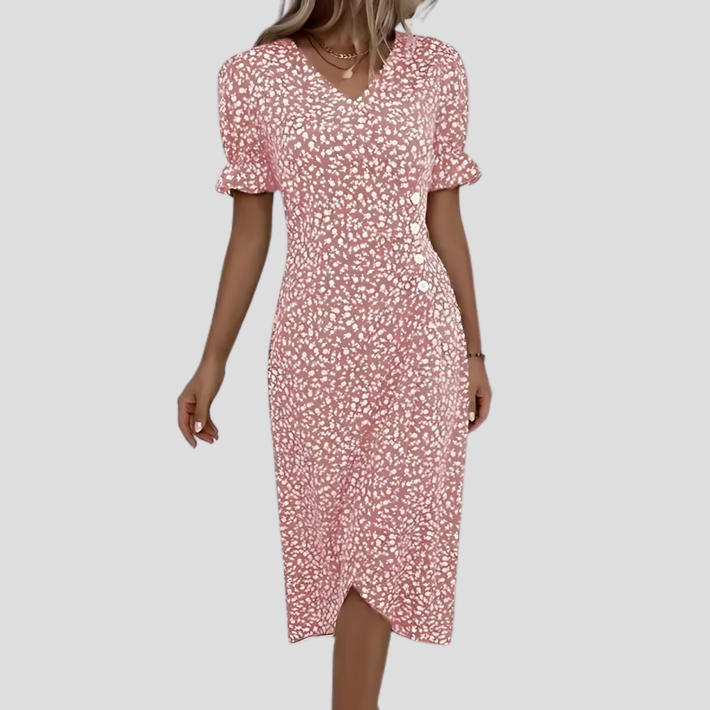 Nicolette | Women's V-Neck Wrap Midi Dress for Stylish Elegance