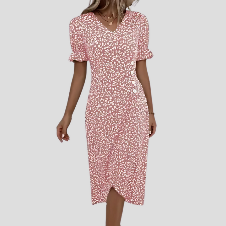 Nicolette | Women's V-Neck Wrap Midi Dress for Stylish Elegance