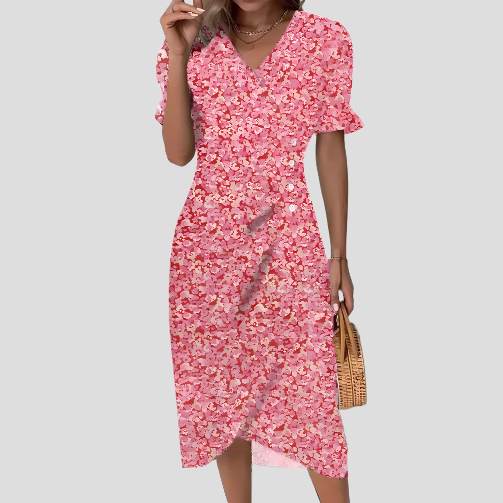 Nicolette | Women's V-Neck Wrap Midi Dress for Stylish Elegance