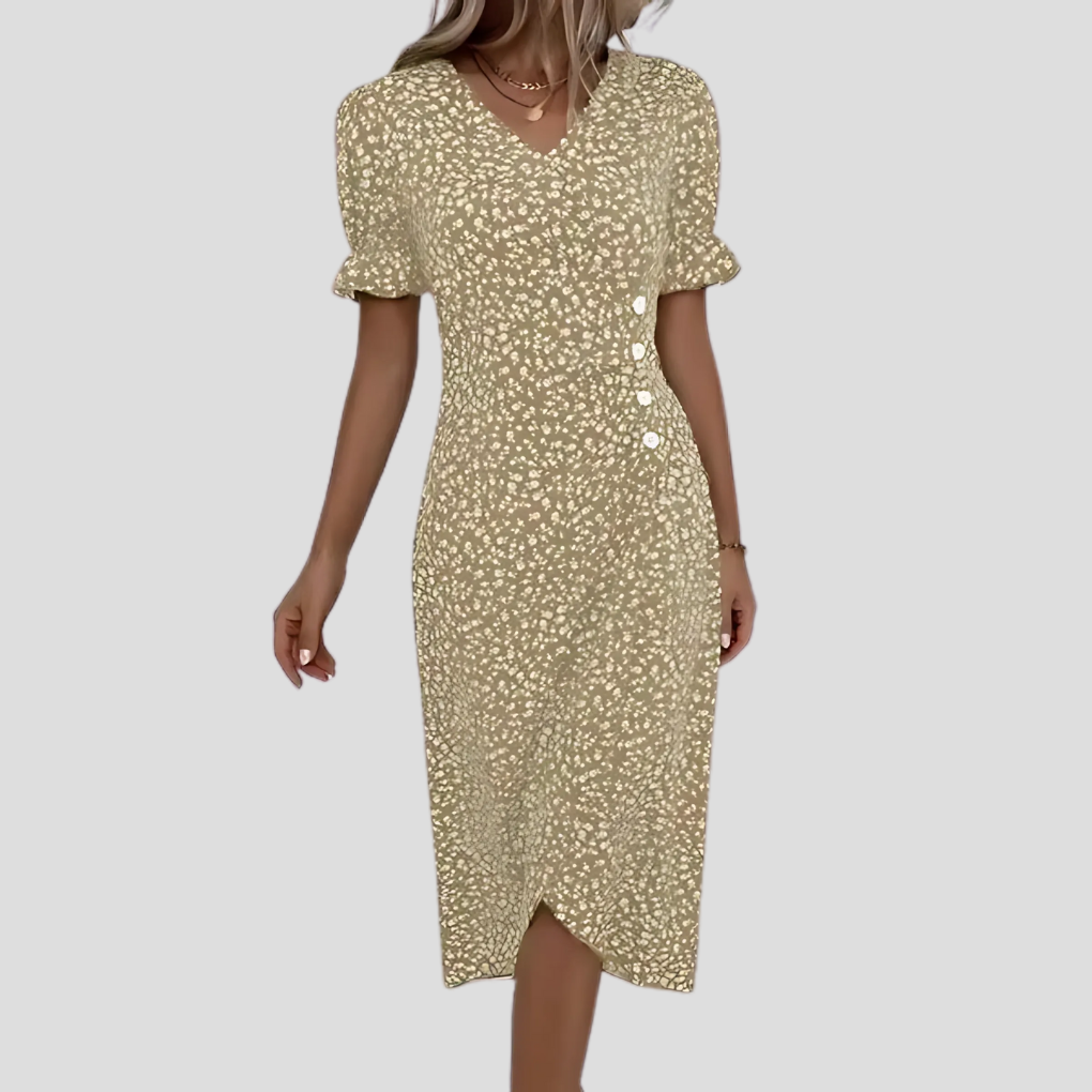 Nicolette | Women's V-Neck Wrap Midi Dress for Stylish Elegance