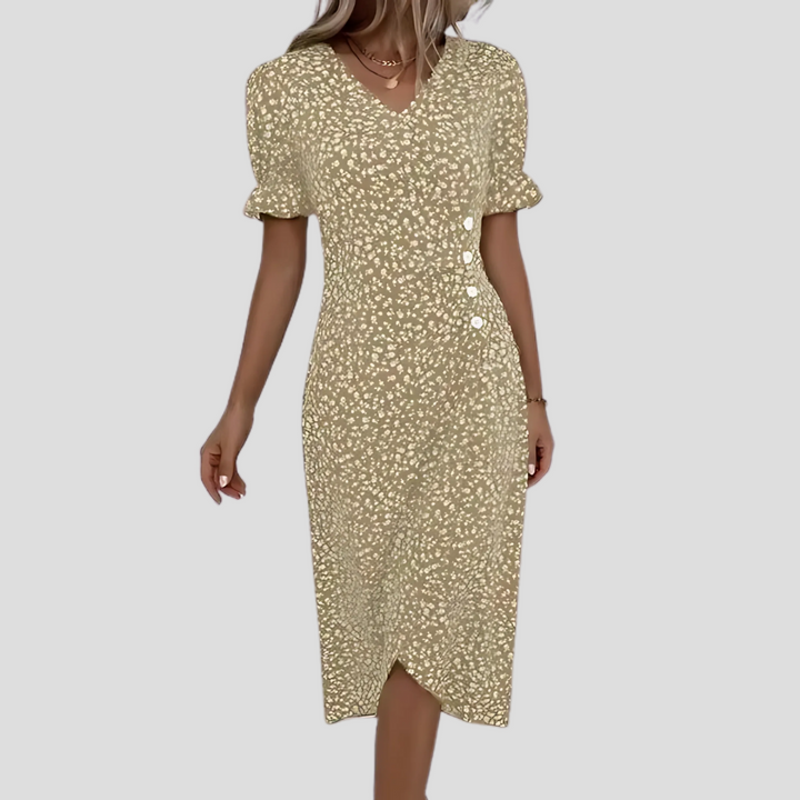 Nicolette | Women's V-Neck Wrap Midi Dress for Stylish Elegance
