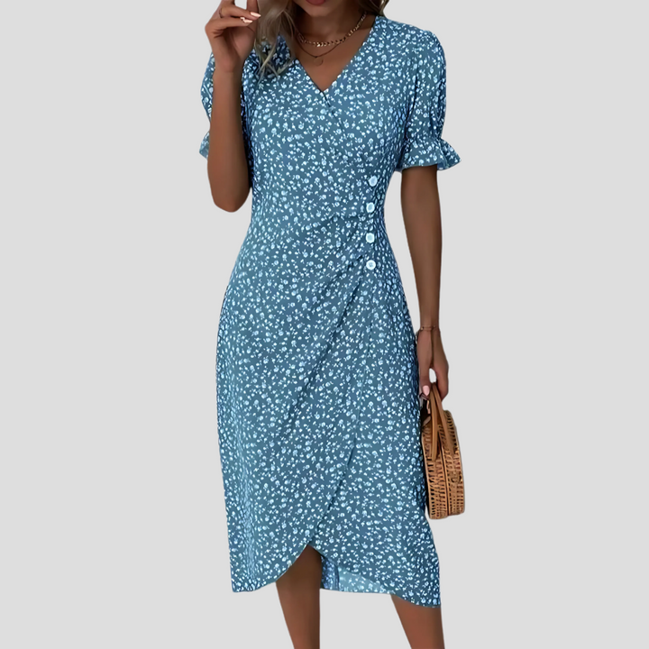 Nicolette | Women's V-Neck Wrap Midi Dress for Stylish Elegance