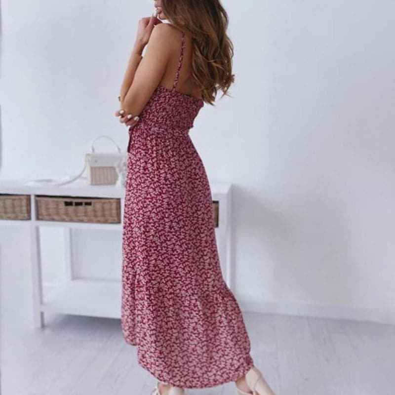 Norma | Women's A-Line Midi Dress with Spaghetti Straps