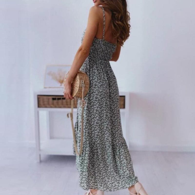 Norma | Women's A-Line Midi Dress with Spaghetti Straps