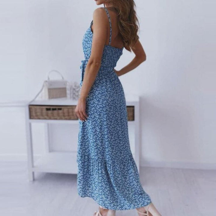 Norma | Women's A-Line Midi Dress with Spaghetti Straps