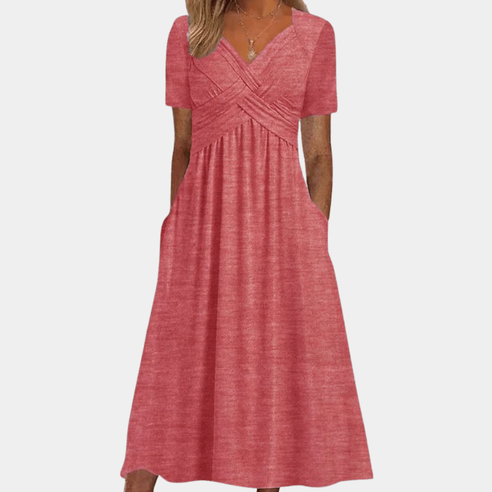 Norma | Women's V-Neck A-Line Midi Dress