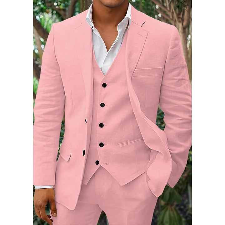 John | Men's Three-Piece Linen Blazer, Vest, and Pants Set