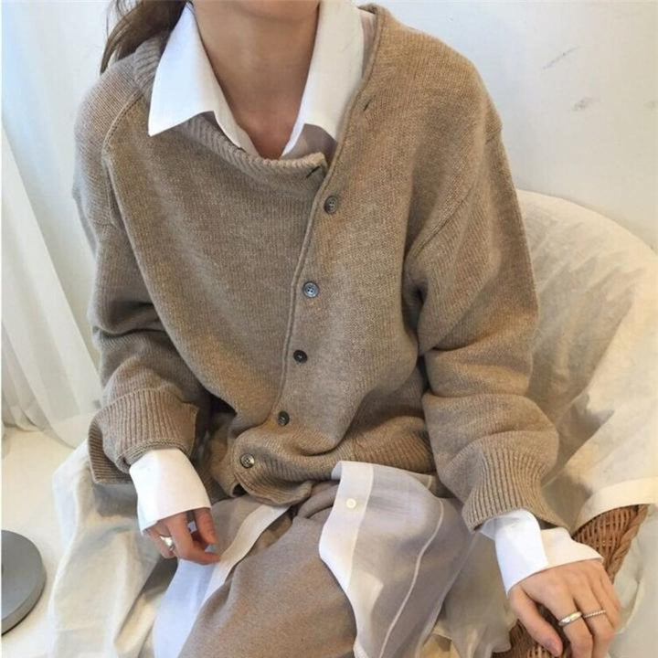 Women's Long Sleeve Cardigan with Button Closure