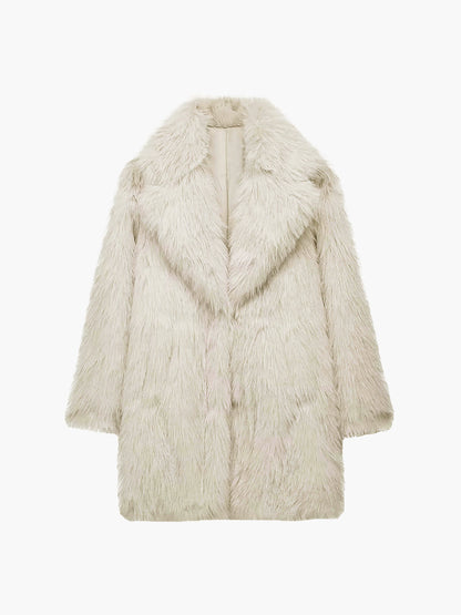 Zachte, casual oversized jas van imitatiebont voor dames voor dagelijks gebruik