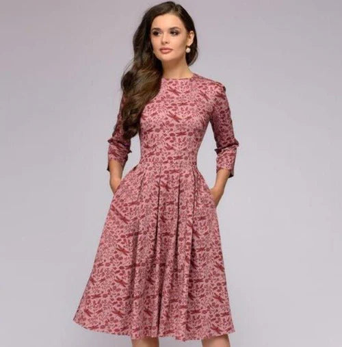 Patricia | Women's A-Line Midi Dress with Pockets