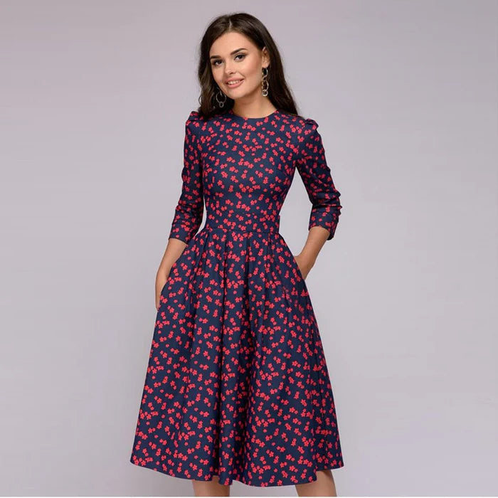 Patricia | Women's A-Line Midi Dress with Pockets
