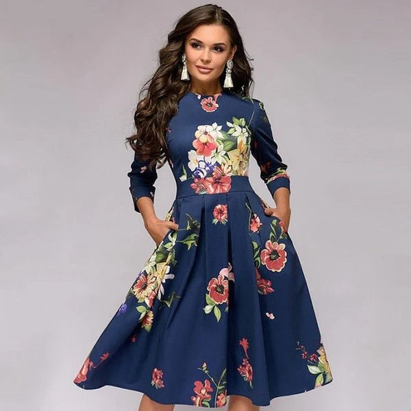 Patricia | Women's A-Line Midi Dress with Pockets