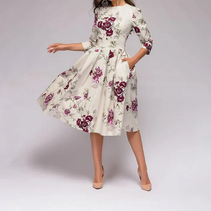 Patricia | Women's A-Line Midi Dress with Pockets