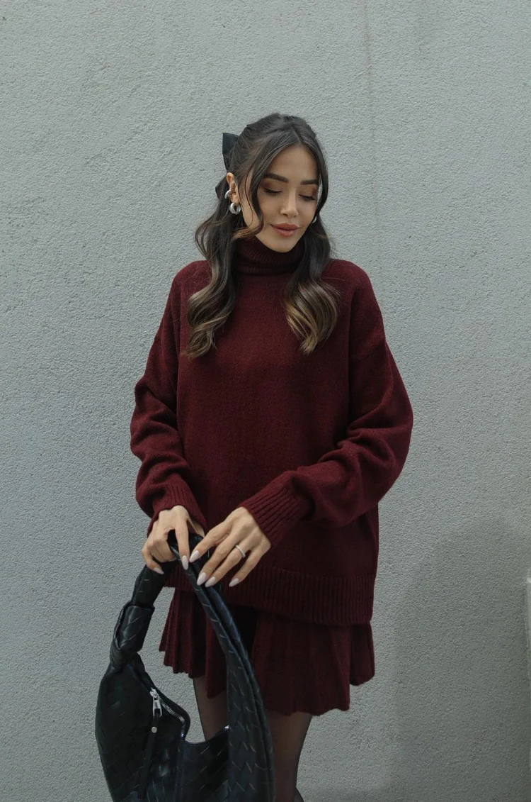 Phoebe | Women's Turtleneck Sweater and Skirt Set
