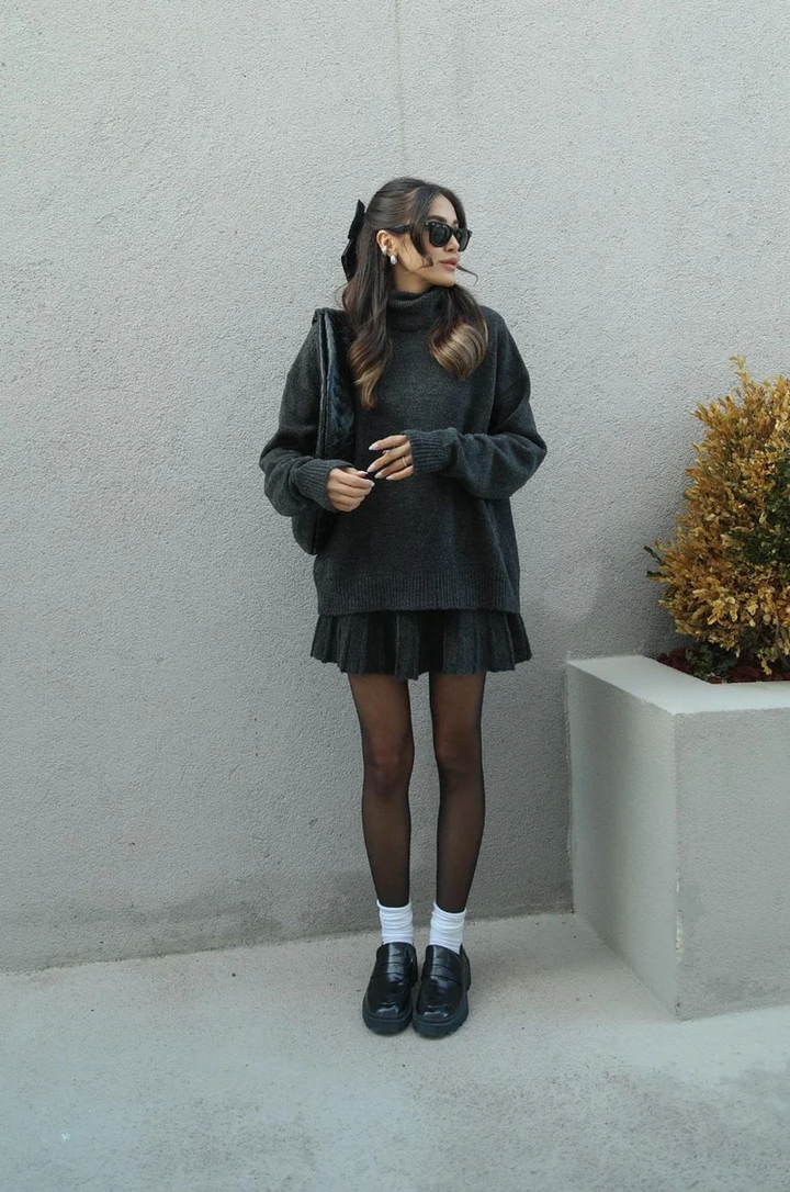 Phoebe | Women's Turtleneck Sweater and Skirt Set